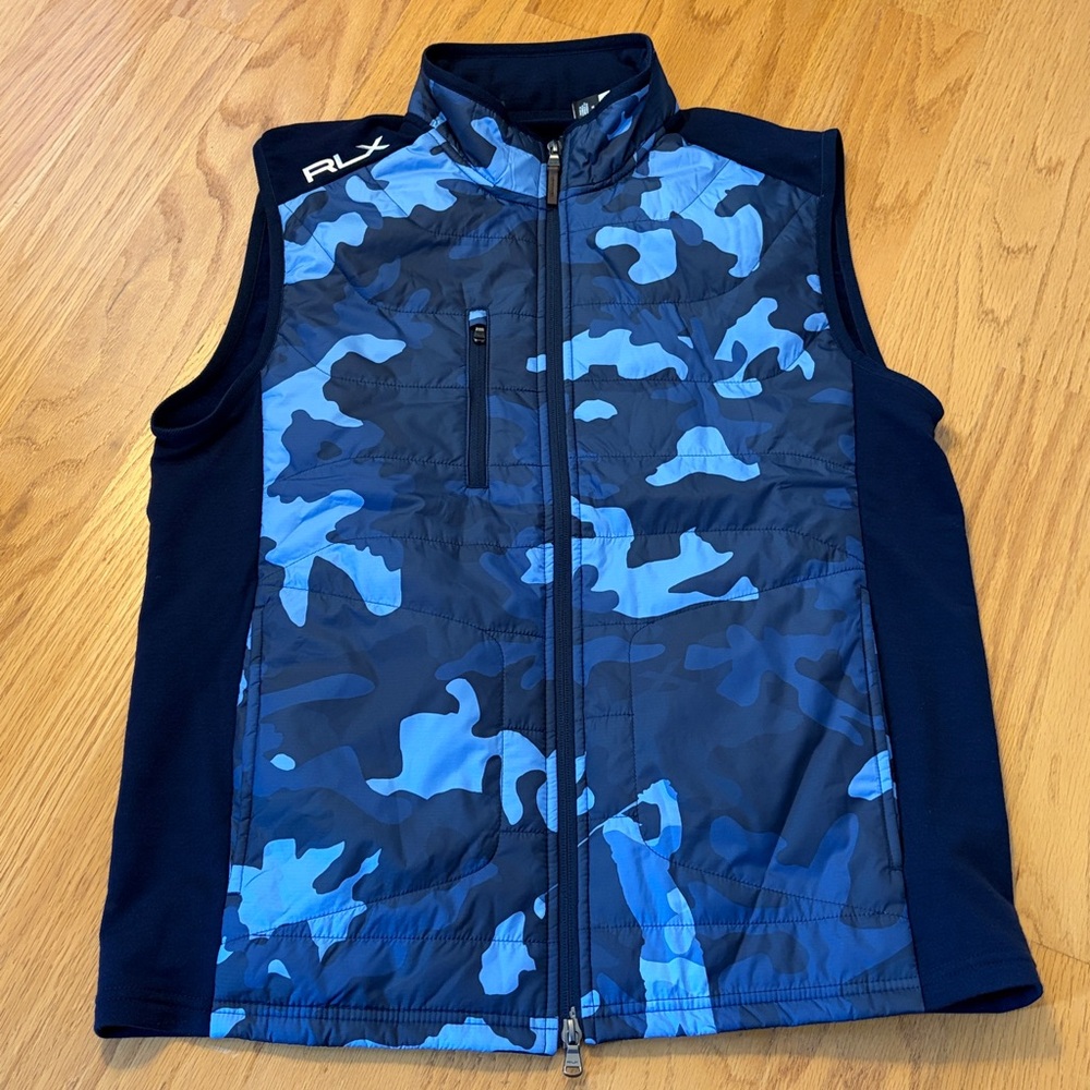Ralph Lauren RLX golf camo Mockneck hybrid vest blue size M